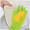 Beavorty Long Sleeve Dishwashing Gloves Kitchen Cleaning Hand Covers with Anti-slip Grip for Dishwashing Food Prep Gardening Green view 4