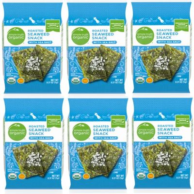 Pack Of 6 Organic Sea Salt Roasted Seaweed Snack 0.17 oz
