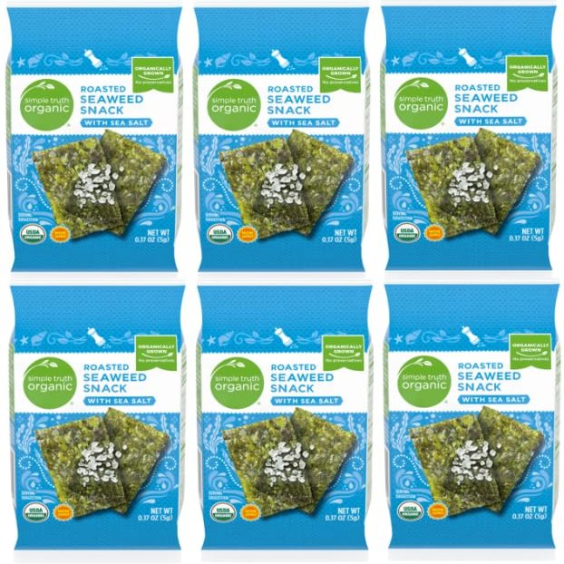 Pack Of 6 Organic Sea Salt Roasted Seaweed Snack 0.17 oz