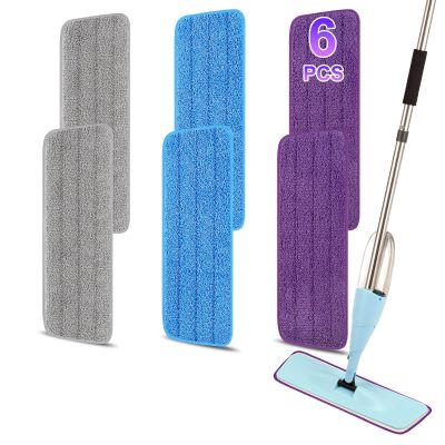 6 Pack Microfiber Spray Mop Replacement Heads for Wet/Dry Mops Reusable Replacement Refills Fits for Bona Hardwood Floor Replacement Cleaning Head (6 Multicolor Mop Pads)