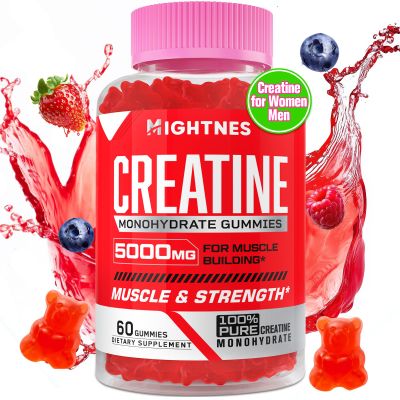 Creatine Monohydrate Gummies for Men & Women - Creatine Pre-Workout Gummies with Taurine & Vitamin B6 B12 for Maximum Strength, Muscle, Energy, Endurance & Focus, Organic, Vegan-60 Count