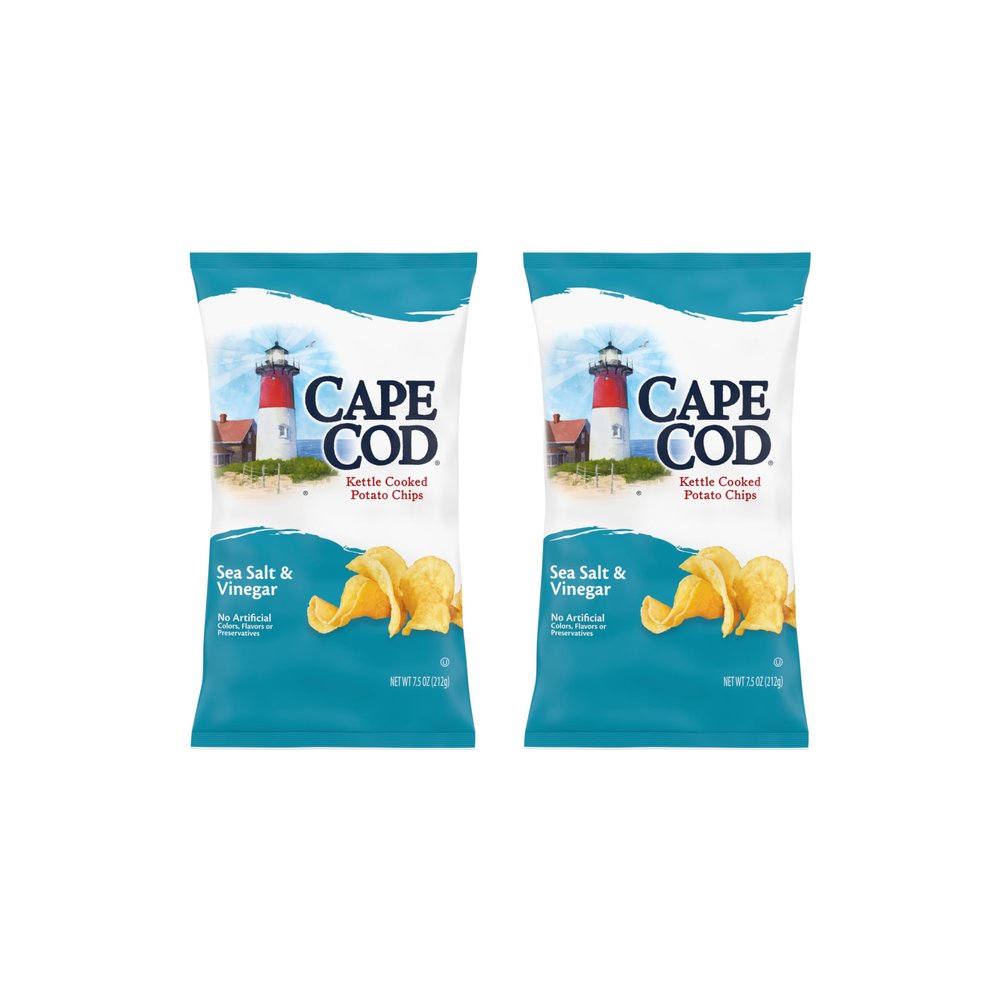 Cape Cod Potato Chips, Sea Salt and Vinegar Kettle Chips, 7.5 Oz (Pack of 2)