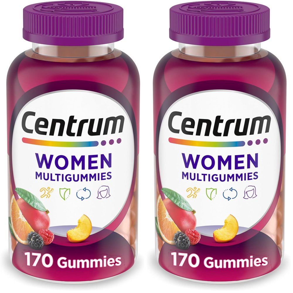 Centrum MultiGummies Gummy Multivitamin for Women, Multivitamin/Multimineral Supplement with Vitamin D3, B and Antioxidants, Assorted Fruit Flavor - 170 Count (Pack of 2)