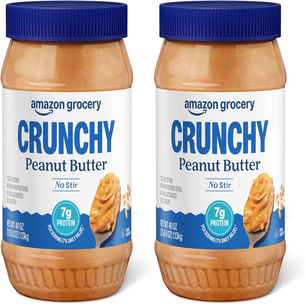 Amazon Grocery, Crunchy Peanut Butter, 40 Oz, Pack of 2 (Previously Amazon Fresh, Packaging May Vary)