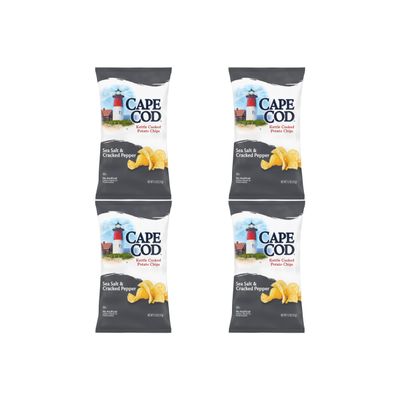 Cape Cod Potato Chips Sea Salt and Cracked Pepper Kettle Chips, 7.5 Oz (Pack of 4)