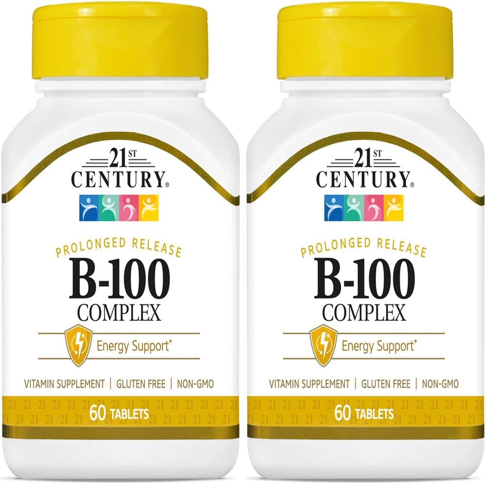21st Century B 100 Complex Prolonged Release Caplets, 60 Count (Pack of 2)