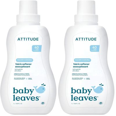ATTITUDE Baby Fabric Softener, Plant and Mineral-Based Ingredients, HE Compatible, Vegan and Cruelty-free Laundry and Household Products, Soothing Chamomile, 40 Loads, 33.8 Fl Oz (Pack of 2)