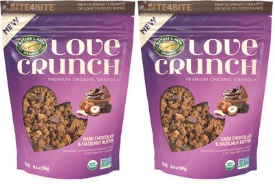 Love Crunch Organic Dark Chocolate and Hazelnut Butter Granola Pouch,10.6 Ounce (Pack of 2)
