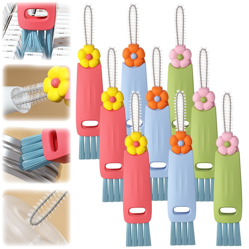 3 in 1 Cup Lid Cleaning Brush, Crevice Cleaning Brush for Bottle Gap Tight Spaces Cup, 3 in 1 Lid Gap Cleaning Brush Set, Multifunctional Cleaning Brush Portable Cup Lid Cleaner with Brush (9PCS)
