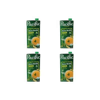 Pacific Foods Organic Chicken Bone Broth with Lemon Balm and Sage, 32 OZ Carton (Pack of 4)