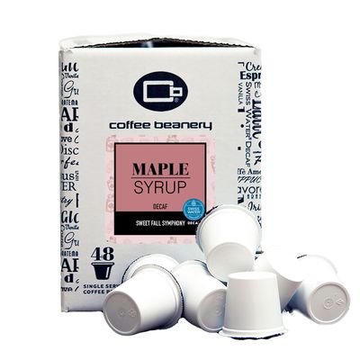 Maple Syrup Decaf Coffee Pods by Coffee Beanery | 48ct Bulk Flavored Decaf Coffee Pods Medium Roast Coffee Pods| 100% Specialty Arabica Coffee| Gourmet Coffee Pods