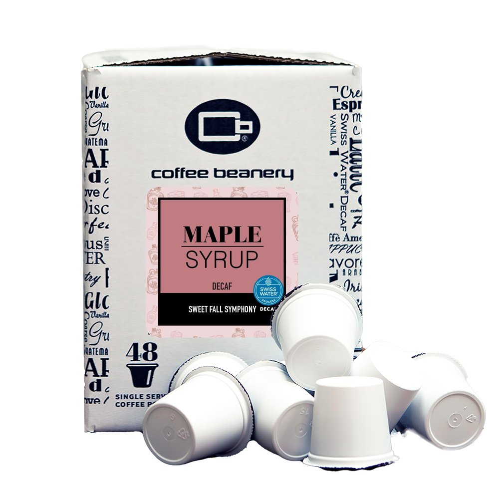 Maple Syrup Decaf Coffee Pods by Coffee Beanery | 48ct Bulk Flavored Decaf Coffee Pods Medium Roast Coffee Pods| 100% Specialty Arabica Coffee| Gourmet Coffee Pods