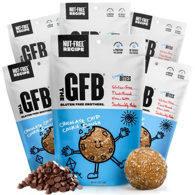 The Gluten Free Brothers Chocolate Chip Cookie Dough Nut Free Bites - Allergen Friendly, Gluten Free, Soy Free Protein Balls  Plant Based Vegan Non-GMO Snack Size Protein Energy Balls, 4 oz (6 Count)