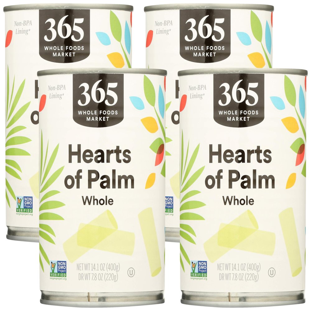 365 by Whole Foods Market, Whole Hearts Of Palm, 14.1 Ounce (Pack of 4)