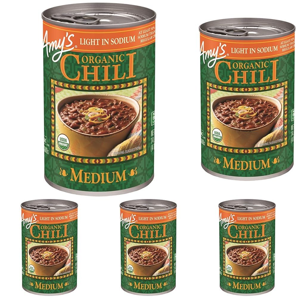 Amy's Chilis, Light in Sodium Organic Medium Chili, 14.7 Ounce (Pack of 5)