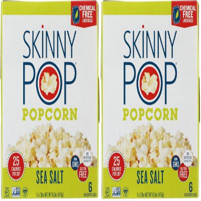 Skinny Pop Sea Salt Microwave Popcorn, 16.8 OZ (Pack of 2)