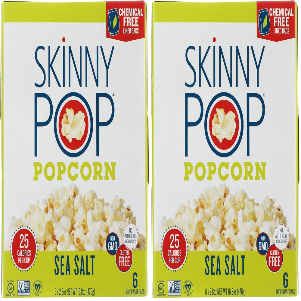 Skinny Pop Sea Salt Microwave Popcorn, 16.8 OZ (Pack of 2)
