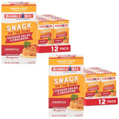 Bumble Bee Snack On The Run Chipotle Chicken Salad with Crackers Kit, 3.5 oz (Case of 12) - Ready to Eat, Spoon Included - Shelf Stable & Convenient Protein Snack (Pack of 2)