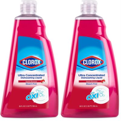 Clorox Ultra Concentrated Dish Soap, Apple Blossom Scent Dishwashing Liquid Soap, 26 FL Oz, Bleach-Free Formula Dish Soap Liquid Powers Through Grease (Pack of 2)