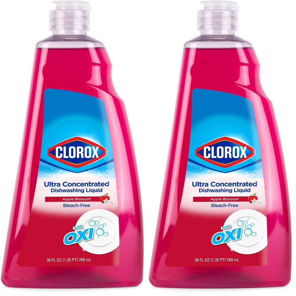 Clorox Ultra Concentrated Dish Soap, Apple Blossom Scent Dishwashing Liquid Soap, 26 FL Oz, Bleach-Free Formula Dish Soap Liquid Powers Through Grease (Pack of 2)