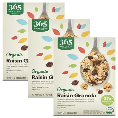 365 by Whole Foods Market, Organic Raisin Granola, 17 Ounce (Pack of 3)