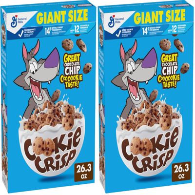 Cookie Crisp Breakfast Cereal, Chocolate Chip Cookie Taste, Made With Whole Grain, Giant Size, 26.3 oz (Pack of 2)