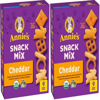 Annie's Homegrown Organic Cheddar Snack Mix, Bunnies Cheddar, 9 Oz (Pack of 2)