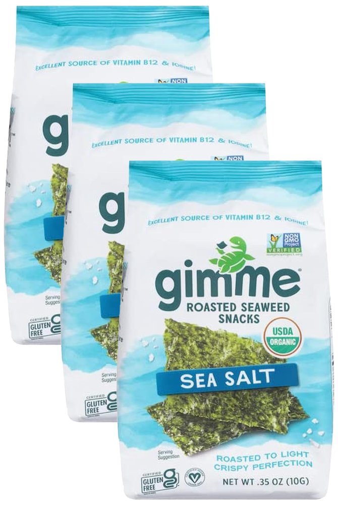 GimMe, Organic Roasted Seaweed Sea Salt .35 oz (Pack of 3)