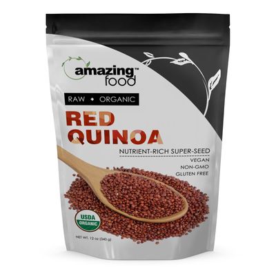 Amazing Food Red Quinoa | 12 Oz | USDA Certified Organic | Vegan | Gluten Free | Non-GMO | Made in USA