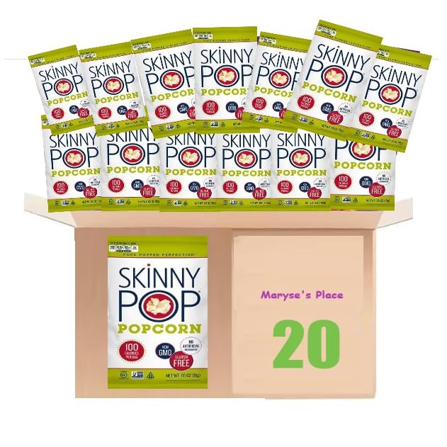 Maryse's Place Skinny Of Pop Individual Popcorn Snacks, 0.65 oz Bags, 20 Count, Original Flavor, Gluten Free