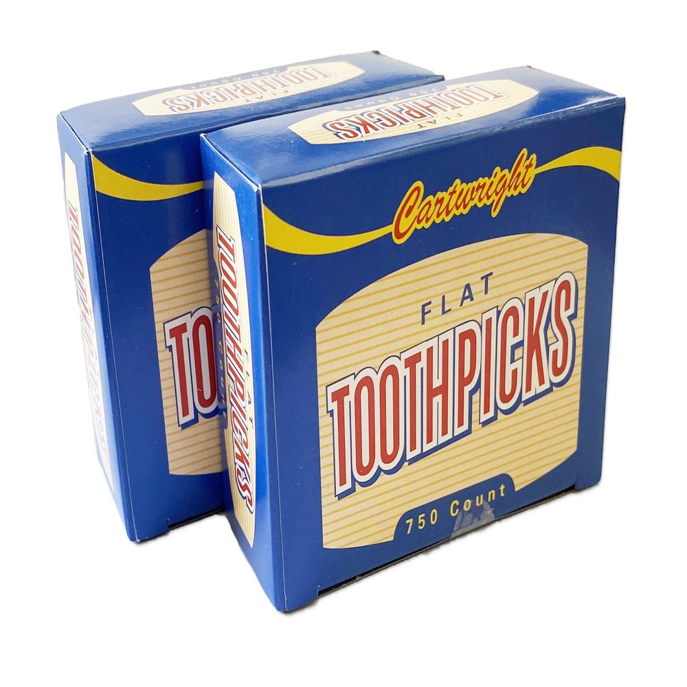 Generic Cartwright, Sturdy Flat Toothpicks with Beveled Ends, 750 Count, 2 Pack, White Birch, Natural