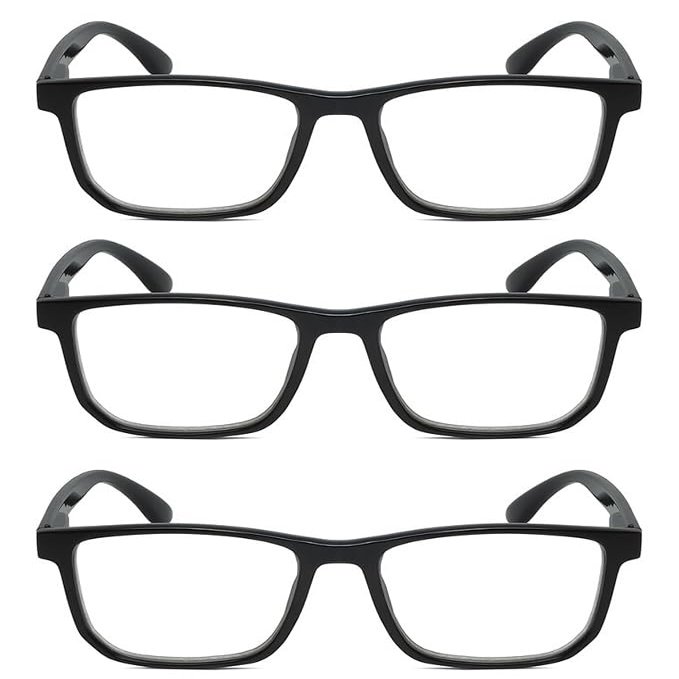 Calabria R861 Reading Glasses +3.00 Black Men Women Designer Trendy Modern Eyeglasses Fashion Readers Semi-Hard Zipper Case