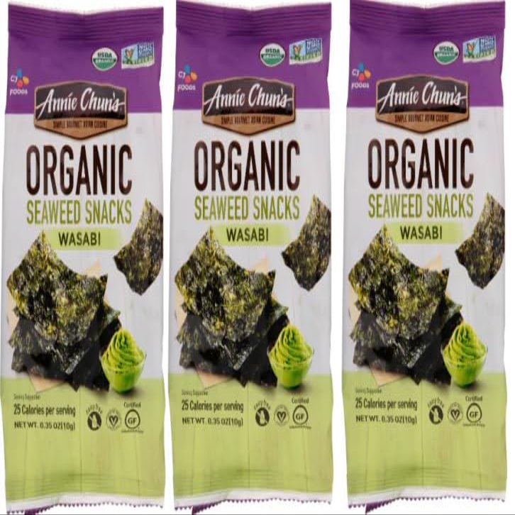 NineLife Basics Pack Of 3 Organic Wasabi Seaweed Snacks, 0.35 oz.