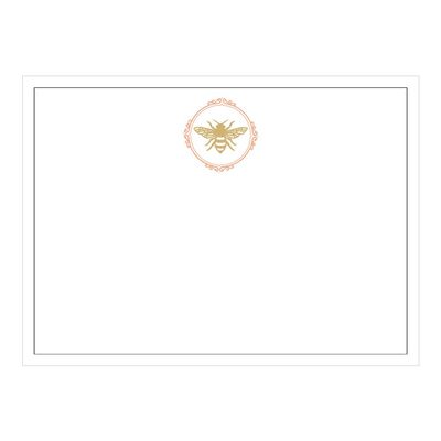 Caspari Bee Crest Foil Correspondence Cards - 12 Per Package