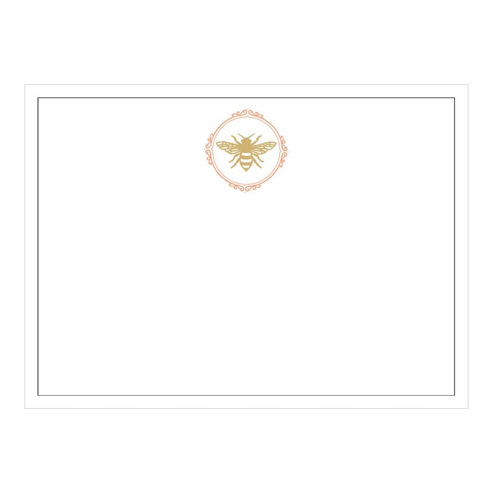 Caspari Bee Crest Foil Correspondence Cards - 12 Per Package