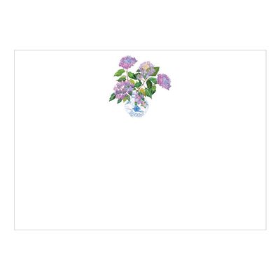 Caspari Hydrangeas And Porcelain Correspondence Cards - 12 Per Package