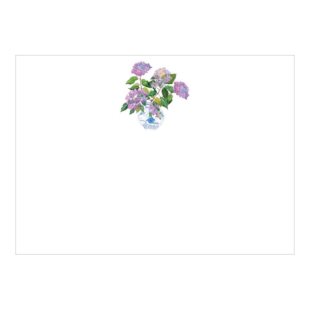 Caspari Hydrangeas And Porcelain Correspondence Cards - 12 Per Package