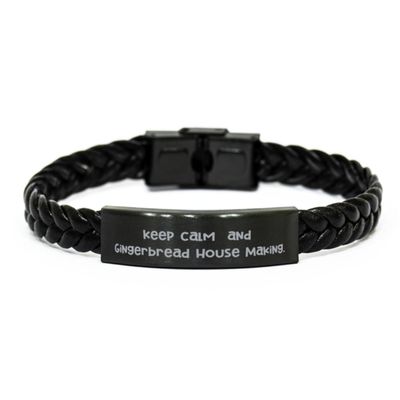 Amangny Appreciation Gingerbread House Making Gifts, Keep Calm, Love Birthday Braided Leather Bracelet For Men Women From Friends