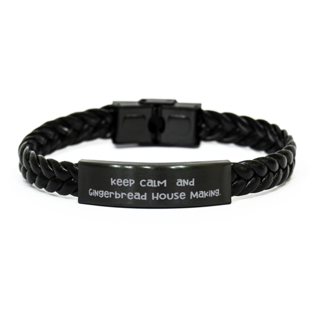 Amangny Appreciation Gingerbread House Making Gifts, Keep Calm, Love Birthday Braided Leather Bracelet For Men Women From Friends