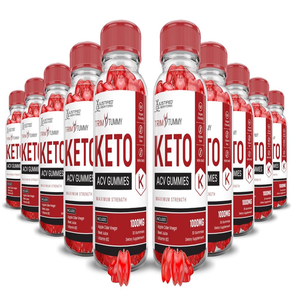(10 Pack) Trim Tummy Keto ACV Gummies Advanced Formula 1000MG Trim Tummy Keto Gummies Apple Cider Vinegar Formulated with Pomegranate Beet Juice Powder B12 Vegan Non GMO 600 Gummys