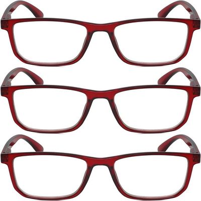 Calabria R861 Reading Glasses +4.00 Red Crystal Mens Womens Designer Trendy Eyeglasses Fashion Readers Semi-Hard Zipper Case