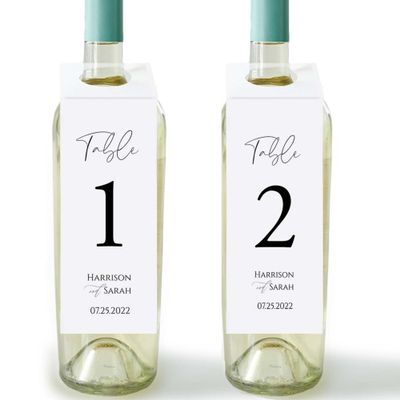 1-25 with Option to Expand- Wine and Champagne Hang Tags | Table Number Wine Bottle Tag | Dinner Table Decor | Wedding Wine Tag | Guest Gift