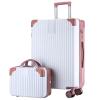 DLBJZQXC Stylish Textured Line Suitcase, High Volume Swivel Universal Wheel Trolley Case, Resistant To Drops And Pressure, Storage Box (Color : 22 Bag, Size : Rose White) view 1