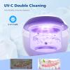 Aotuda 45kHz Retainer Cleaner Machine, 200ML Ultrasonic Dental Cleaning Pod with 4 Modes, Digital Timer, Mouth Guard Cleaner for Denture, Aligner, Braces, Toothbrush, Jewelry and More (White) view 3