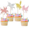 Rsstarxi 24 Pack Wing Horse Cupcake Toppers Glitter Baby Shower Cupcake Picks Decorations for Birthday Party Cake Decorations Supplies Multi view 1