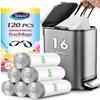 Teivio 1.6 Gallon 120 Counts Strong Drawstring Trash Bags Garbage Bags, Small Bathroom Trash Can Liners, Plastic Waste Basket Liners for Home Office Kitche, White view 1