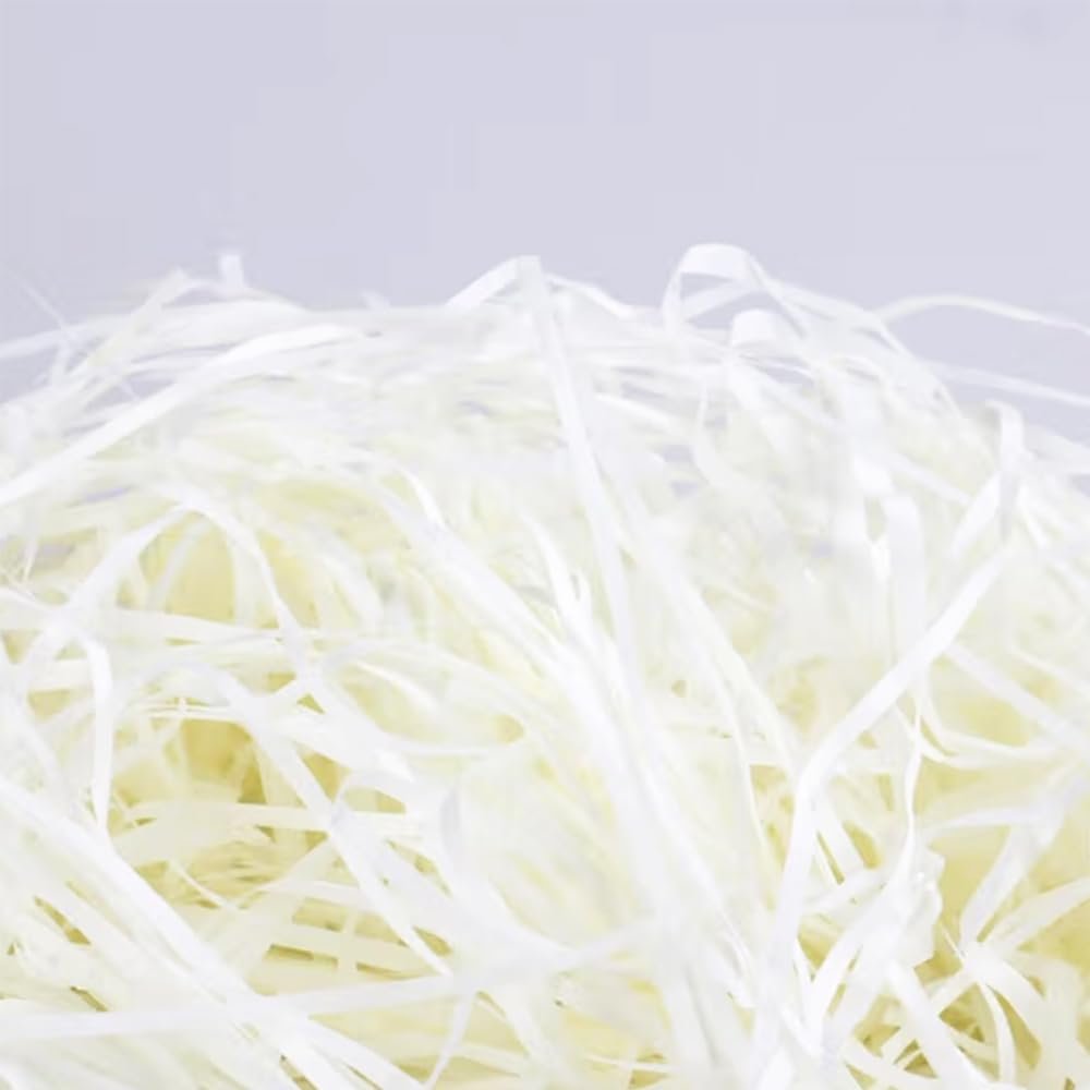 Amsthow Shred Paper Filler Gift Wrap Basket Grass 1/2 LB White Cut Packing Filling Raffia Paper for Valentine Day Basket Box Birthday Party Decoration Wedding
