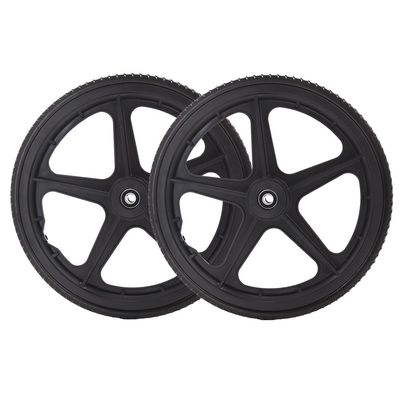 14inch Rear Wheel Replacement for Wheelchairs (Set of 2), Non-Pneumatic Solid Tire with Metal 12.7 mm1/2 " Metal Bearing