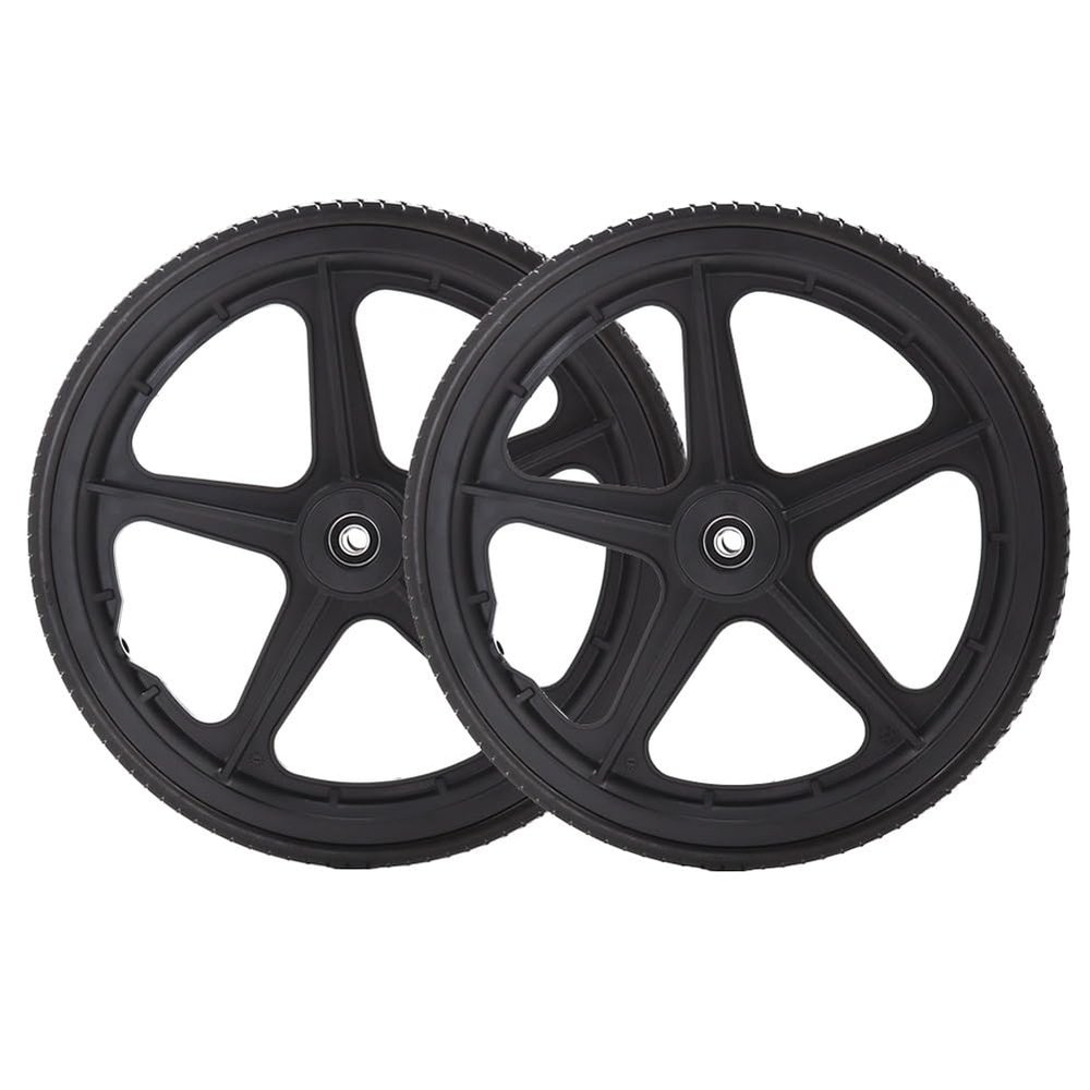 14inch Rear Wheel Replacement for Wheelchairs (Set of 2), Non-Pneumatic Solid Tire with Metal 12.7 mm1/2 " Metal Bearing