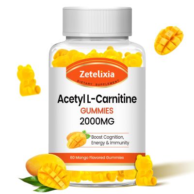 Zetelixia Acetyl L-Carnitine Gummies, L-Carnitine Supplement for Women & Men, Nutrition Supplement for Boost Energy, Immunity & Brain Health, Vegan, Non-GMO, Mango Flavor, 60 Count